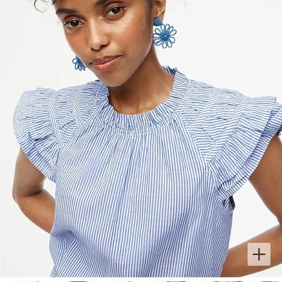 J crew Striped flutter-sleeve top - Picture 2 of 5